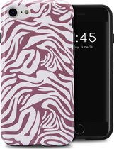 Selencia Hoesje Geschikt voor iPhone 6 / 6s / 7 / 8 / SE (2020) / SE (2022) Hoesje - Selencia Vivid Backcover - Trippy Swirl Dark Rose