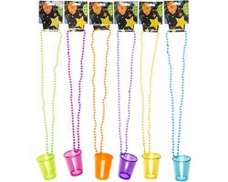 6 Stuks Shotjes Glazen met Ketting - Shot Ketting - Borrel Glaasjes - Drankspel - Shotglas - Cadeau