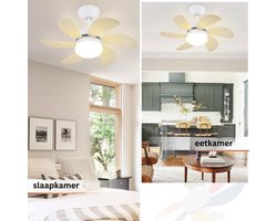 Plafondventilator met Verlichting - 6 Standen en Timer - Incl. Afstandbediening - Winter en Zomer Functie - Stil - Slaapkamer - Woonkamer - E27 fitting - Plafond Ventilator - Hout