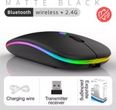 Draadloze LED Bluetooth Muis - Ergonomisch - RGB - Laptop en Gaming - Draadloos - Zwart - Met USB-C hub