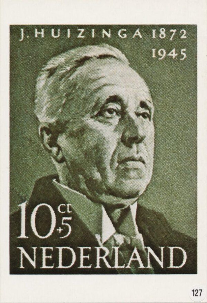 Briefkaart met afbeelding Johan Huizinga postzegel