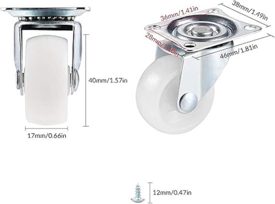 ASHGOOB Zwenkwielen Set – 8 Stuks, 2 Inch (5,1 Cm), Oranje PU Wielen Met Dubbele Rem