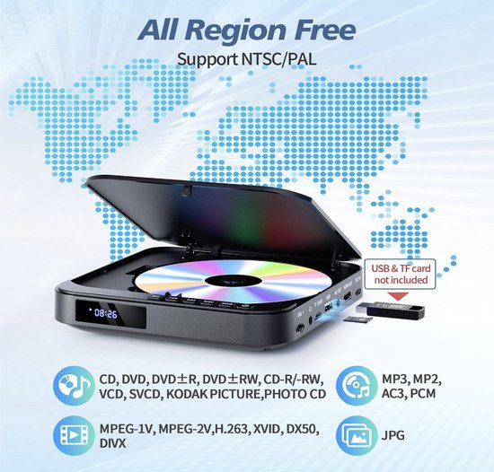 Stellar DVD Speler - DVD Speler met HDMI - DVD Speler - DVD Speler HDMI - DVD Speler Laptop - Inclusief HDMI Kabel - Met afstandsbediening - DVD en CD speler - DVD films — afbeelding 3