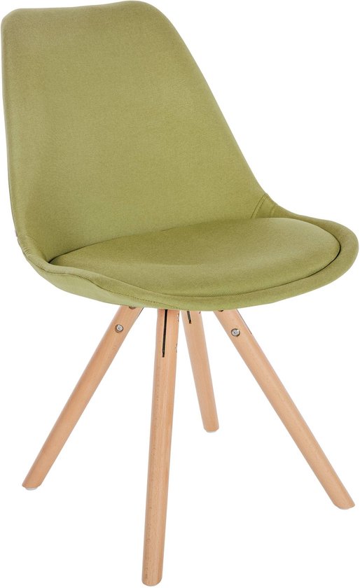 In And OutdoorMatch Stoel Felicia - Groen en Hout - Stof - Comfortabele zit - Hoogwaardige bekleding - Stijlvolle stoel - Klassieke uitstraling