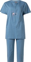 Dames Pyjama - Katoen - Zomer - 3/4 broek - Blauw Gestipt - Maat L