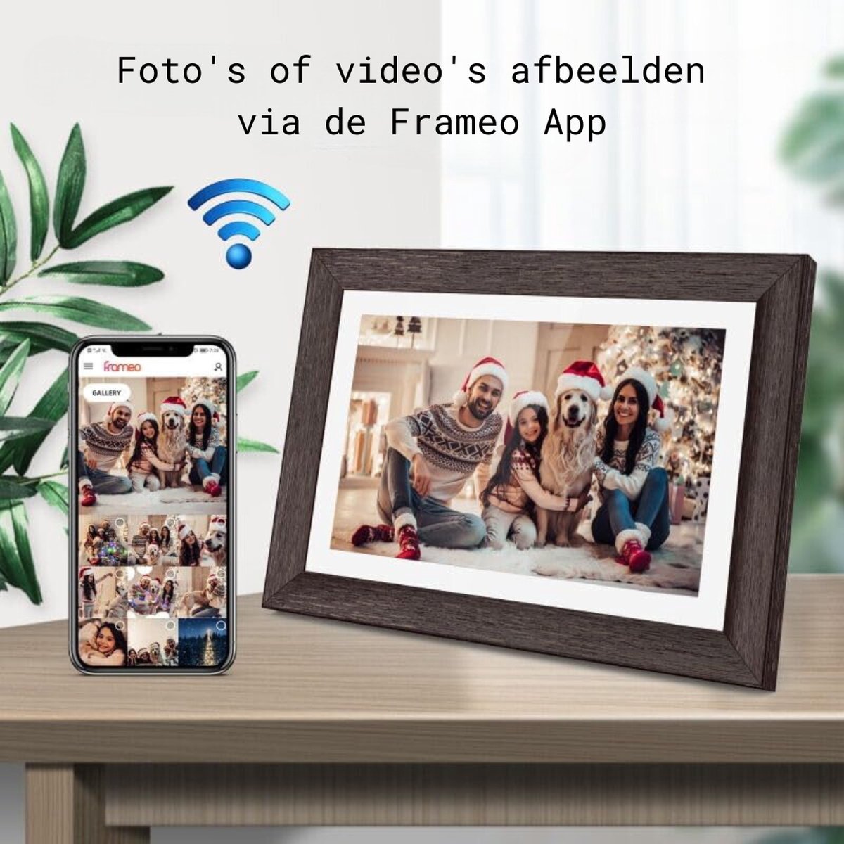 Digitaal fotolijstje - 10 Inch - WiFi Verbinding - App Gestuurd Met Frameo - 1280 x 800 - Zwart Walnoot Hout — cadeau in Wonen & Interieur - foto 3