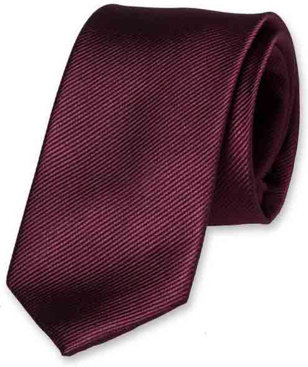 E.L. Cravatte Smalle Stropdas - Aubergine - 100% Zijde