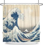 140x183cm Japans oceaan golven douchegordijn abstract zee golf houten boot badgordijn Ukiyo-e thema Fuji Berg badgordijn voor badkamer polyester met haken