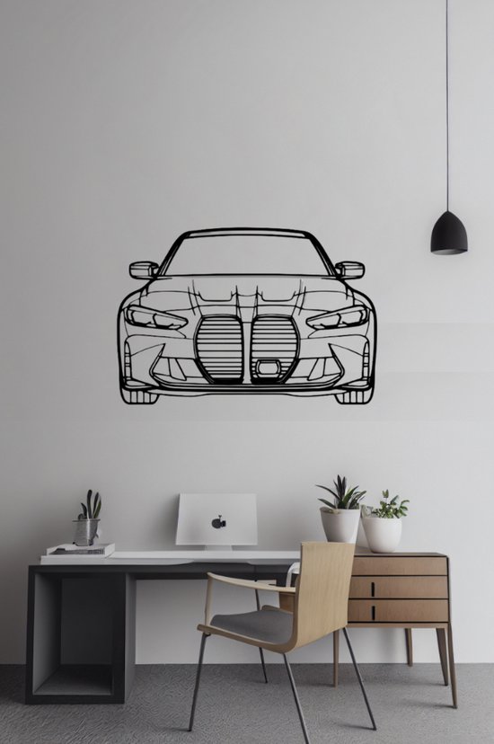 BMW M3 G80 Front - Silhouette - Metaalkunst - Goud - 80cm - Auto Decoratie - Muur Decoratie- Man Cave - Cadeau voor man- Inclusief ophangsysteem