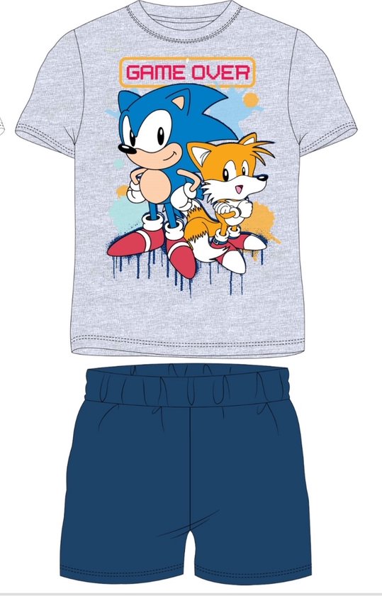 Sonic The Hedgehog - Pyjamaset - Grijs/Blauw Maat 128