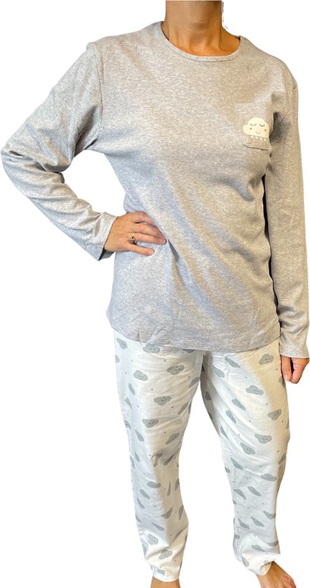 Cocodream/outfitter-dames katoenen pyjama Grey Melange-XXL