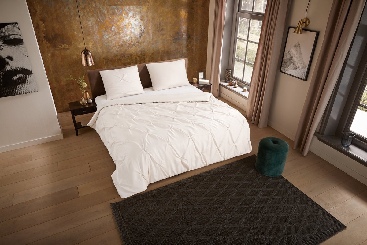 Pure dekbedovertrek effen kleur - Lits jumeaux 240x200/220 cm - Zand - Microvezel