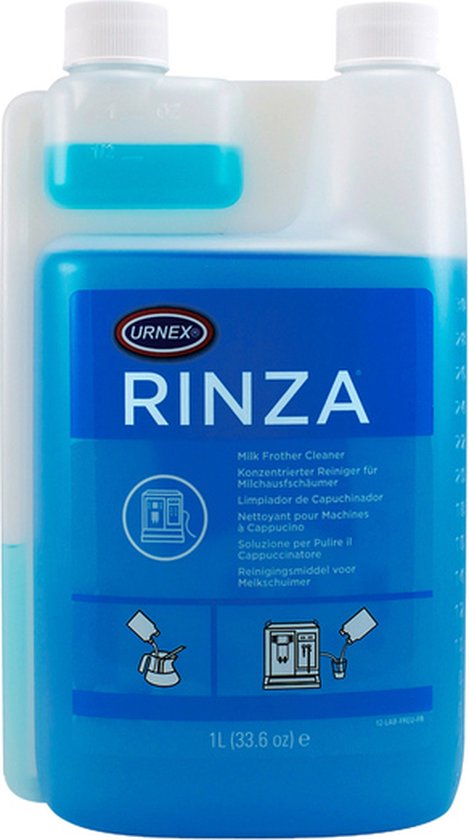 Foto: Urnex rinza milk frother cleaner alkaline 1l voor volautomaat melksysteem jura saeco philips siemens krups melitta melk opschuimers etc 