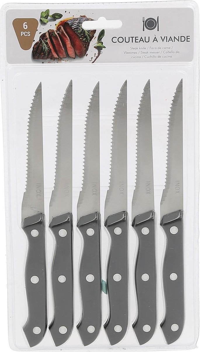 AJC Vleesmes steakmes gekarteld mes inox 6 stuks