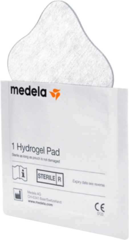 Compresse Medela hydrogel emballée individuellement, stérile tant que le sachet n'est pas endommagé.
