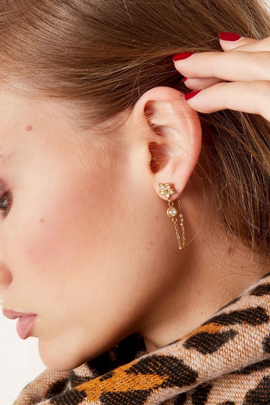 Boucles D'oreilles Pendantes En Acier Inoxydable Avec Zircons - Doré, Sans Marque, Neuves Sans Emballage