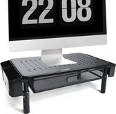 Sounix Monitor Standaard met Lade - Voor Monitor tot 32"/20kg - Monitorverhoger voor Computer Beeldscherm of Printer - Zwart