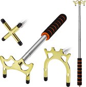 Queue de billard rétractable avec 3 supports de pont amovibles en laiton – Accessoires de billard pour jeu de billard – Doré.
