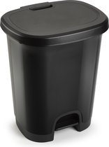 Poubelles/poubelles/poubelles en plastique noir de 18 litres avec couvercle et pédale - 33 x 28 x 40 cm