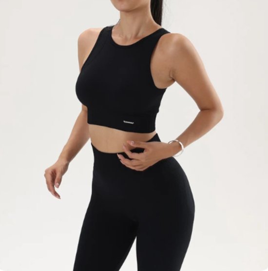 Ontdek de Ultieme (Yoga) Sport kleding Set! Tweedelige Naadloze Fitnesskleding Legging Met Hoge Taille Fitness Workout Ademende Stof Niet Plakkerig Maat M Zwart