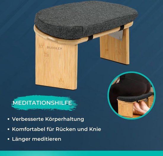 Meditatiebankje Inklapbaar met Kussen en Rugsteun pop up stool van MEDI — afbeelding 4