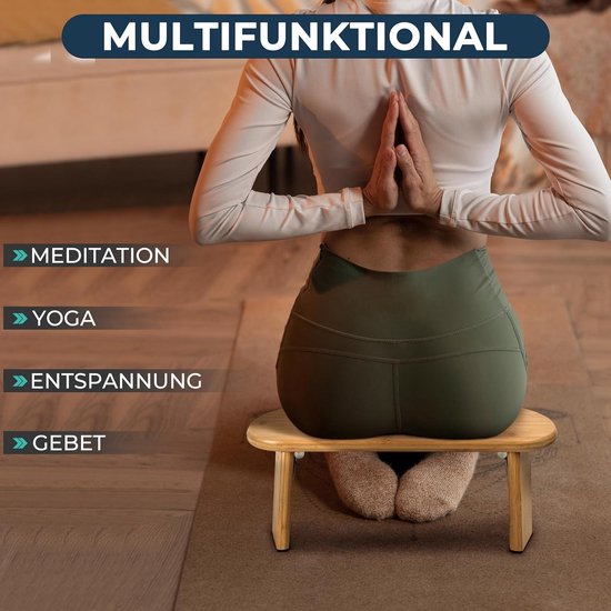 Meditatiebankje Inklapbaar met Kussen en Rugsteun pop up stool van MEDI — afbeelding 3