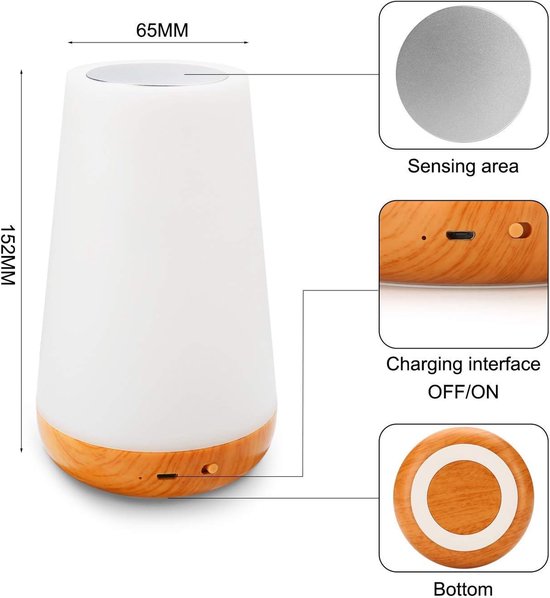Veilleuse LED Tactile Rechargeable - 13 Couleurs, Lumière Blanche Chaude, Minuterie, Pour Chambre Et Bébé