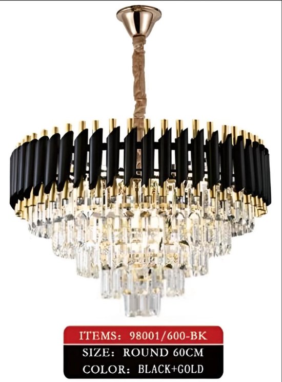 Mobset - Luxueuze Ronde Hanglamp - Zwart & Goud - 60cm