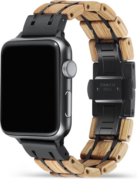 Apple Watch-bandje - walnotenhout en staal 38-41 mm