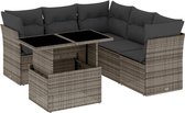 vidaXL - 6-delige - Loungeset - met - kussens - poly - rattan - grijs