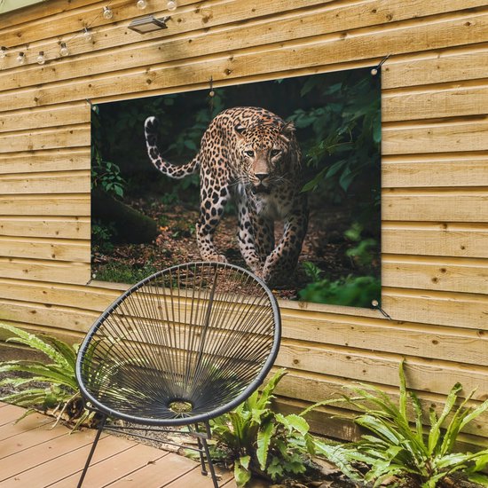 Affiche de jardin - Toile de jardin - Posters de jardin extérieur - Animaux sauvages - Léopard - Jungle - Nature - 120x80 cm - Jardin