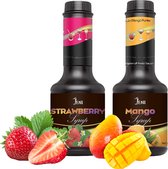Limonade | Bubble Tea Syrup | Smoothie Basis | Cocktail Syrup | Dessert Syrup | JENI Strawberry Syrup - 600g x 1 + Mango Syrup - 600g x 1