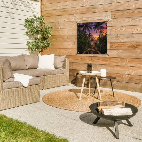 Posters de Posters de jardin Coucher de soleil - Palmiers - Plage - 50x50 cm