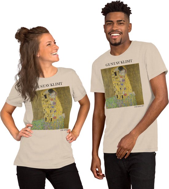 Gustav Klimt 'De Kus' ("Le Kiss") T-shirt de peinture célèbre | T-shirt d’art Classique unisexe | Jaune | L