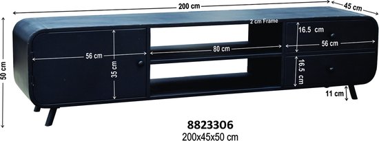 Tv-meubel Retro XL Zwart - Giga Meubel