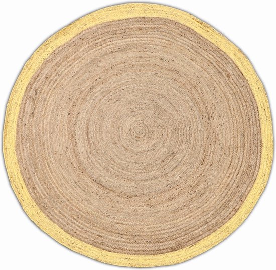 Vloerkleed Rond 150cm Jute - Naturel/Geel - Kleed Jaipur Klassiek - Giga Living