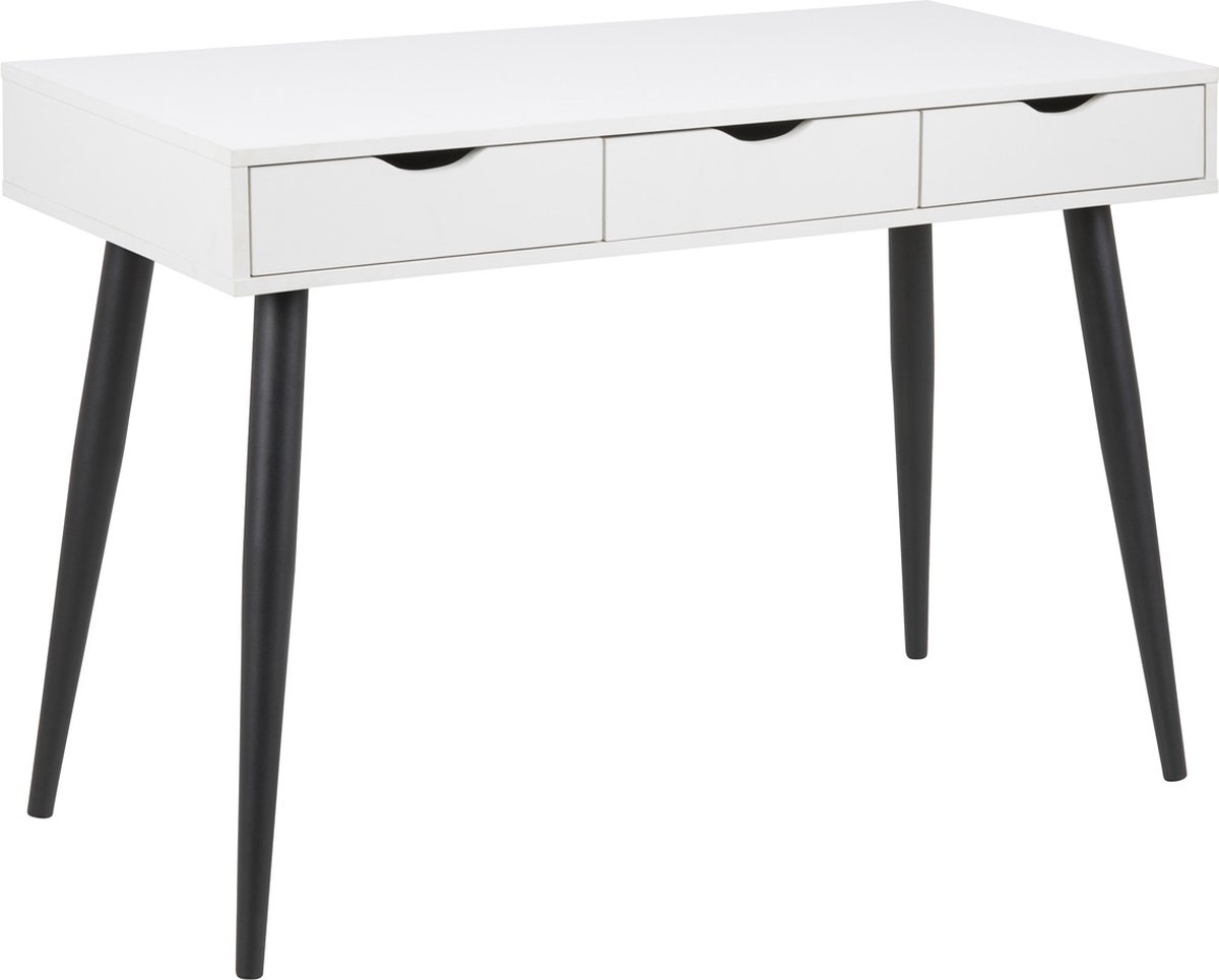 Bureau Jupiter 110 Cm 3 Lades - Wit/zwart - Actona - Secretaire - Wit; Zwart - MDF