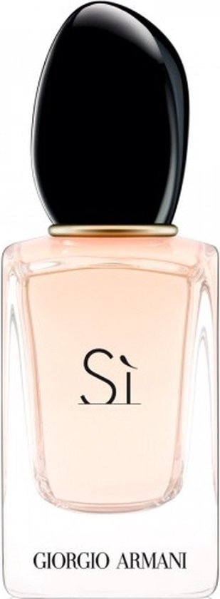Giorgio Armani Si Eau de Parfum 150 ml, fles met zalmroze vloeistof en zwarte dop.