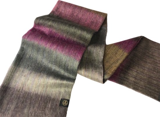 Alpaca D'Luxe Sjaal - Veelkleurige sjaal - Donker grijs - Grijs - Groen - Paars - Multicolor - Scarf - Sjaal van alpacawol - Zacht en van Kwaliteit - Luxe cadeau - Duurzaam - Shawls - Sjaals Dames - Sjaals Heren - Sustainable - Elegant - Comfortabel