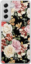 Casimoda® hoesje - Geschikt voor Samsung Galaxy S21 FE - Bloemen flowerpower - 2-in-1 case - Schokbestendig - Bloemen - Verhoogde randen - Multi, Transparant