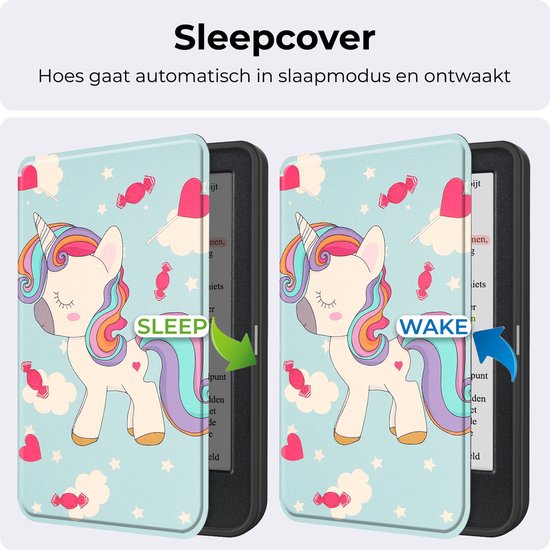Hoesje Geschikt voor Kobo Clara Colour Hoesje Luxe Bescherm Case - Hoes Geschikt voor Kobo Clara Colour Hoes Book Cover - Eenhoorn van Hoesje  — afbeelding 4