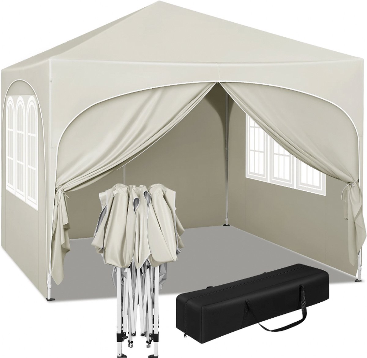 VORLOU - Smart-Shop Woltu Opvouwbaar Tuinhuisje - Party Tent Waterafstotend UV-Bescherming 3X3M - Grijs