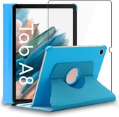 ebestStar - Coque pour Samsung Galaxy Tab A8 10.5 (2021) SM-X200 X205, Etui Rotatif 360, Housse Protection PU Cuir, Bleu + Verre Trempé