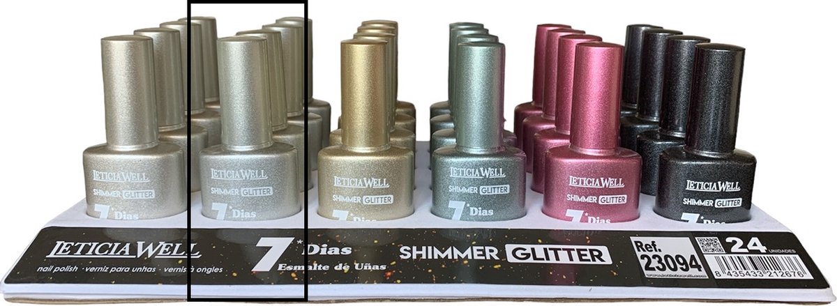 Goedkoopste Leticia Well - Dekkende Shimmer Glitter Nagellak - Zilver met glitters - 1 flesje met 13 ml inhoud - Nummer 22