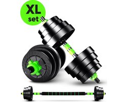 EchoGoods Halterset 30 KG - 2x15 KG - Inclusief trainingschema - Dumbell Set - Barbell Halterstang met Gewichten – Verstelbare Dumbells met Gewichtschijven - Fitness Stang - Gewichten Set