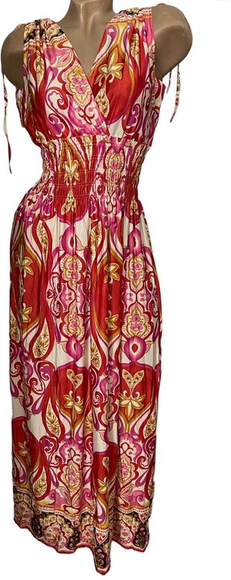 Robe longue d'été Femme 3179 L/XL (44) rose/rouge/ocre