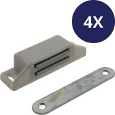 4x Magneetsnapper - Wit - 8kg - 54x18mm - Inclusief Sluitplaat