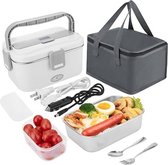 Elektrische lunchverwarming, 3-in-1, elektrische lunchbox, met bento-zak en servies, 12 V, 24 V, 220 V, elektrische schotelverwarmer, 1,8 l, roestvrij staal, lunchbox voor auto, vrachtwagen,