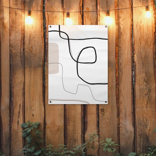 Tuinposter 60x80 cm - Tuindecoratie Abstract - Pastel - Minimalisme - Poster voor in de tuin - Buiten decoratie - Schutting tuinschilderij - Tuindoek muurdecoratie - Wanddecoratie balkondoek