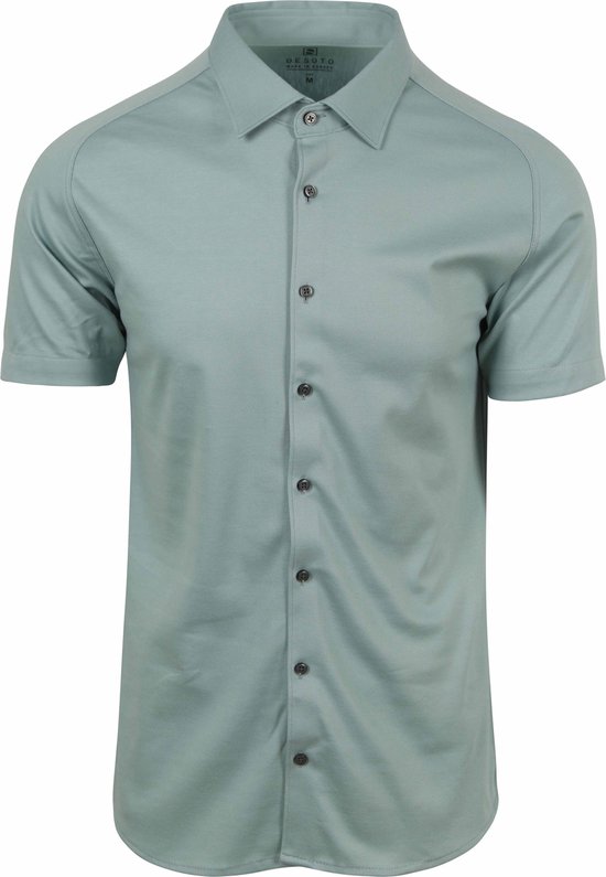 Desoto - Short Sleeve Jersey Overhemd Mintgroen - Heren - Maat S - Slim-fit
